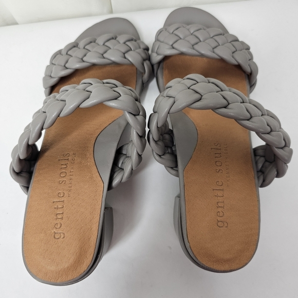 Gentle Souls by Kenneth Cole Gray Charlene Two Braid Heeled Sandal Size 8 - Picture 10 of 11